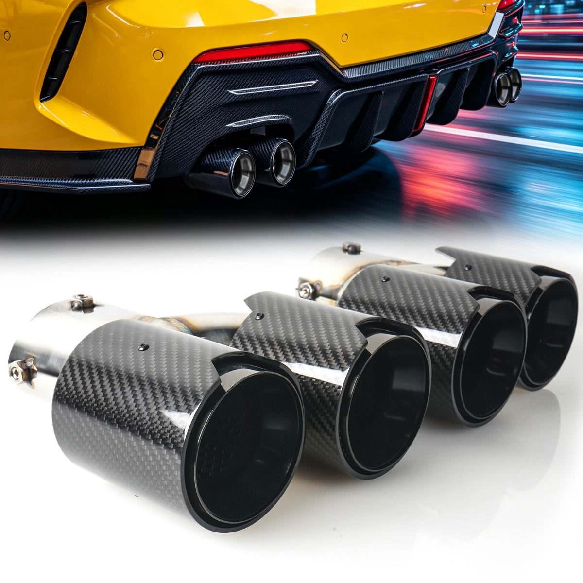 Zu 60-63mm Glanz Carbon Fiber Auspuff Endrohre für BMW G42 G20 G21 G22 G23 G26