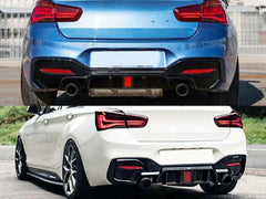Schwarz Glanz Diffusor Heckdiffusor mit Licht für BMW 1er F20 F21 M Paket 15-19 LCI OHNE ABE
