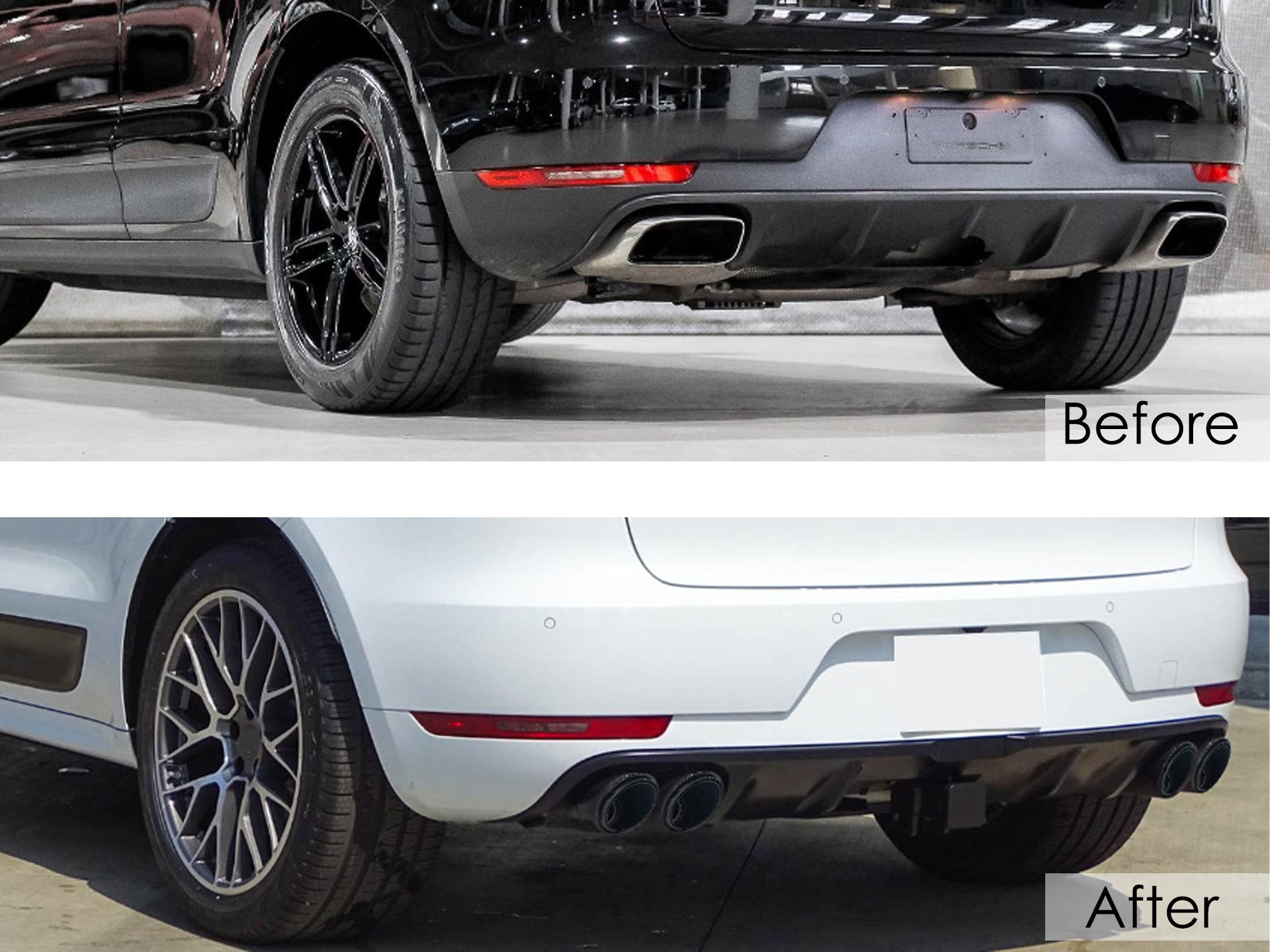Sport Auspuff Blenden Doppelrohr Schwarz für Porsche Macan 95B 2.0L14-17 et221