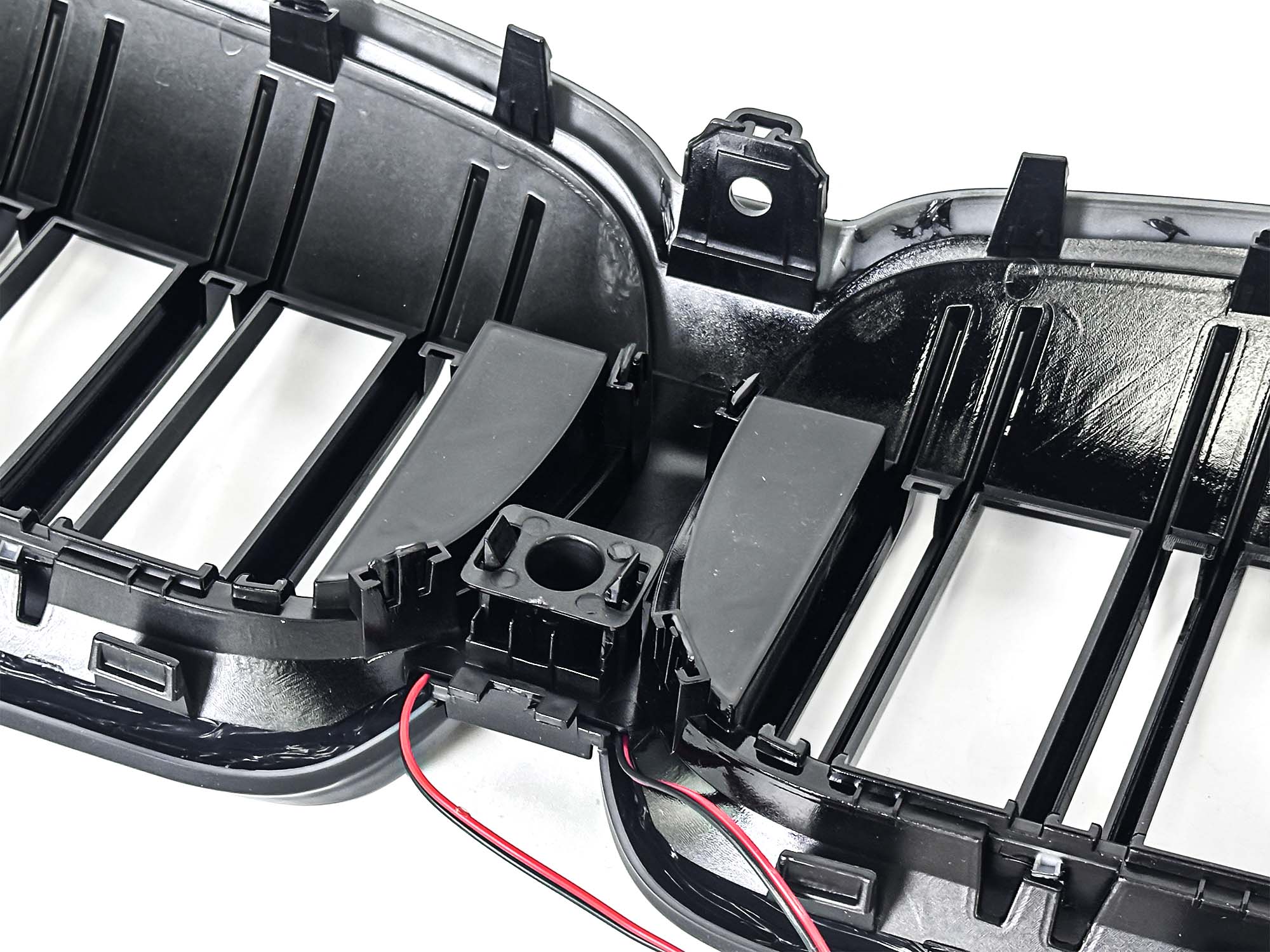 Schwarz Doppelsteg LED Kühlergrill Grill Frontgrill für BMW 3er G20 G21 2019-2022 vor LCI