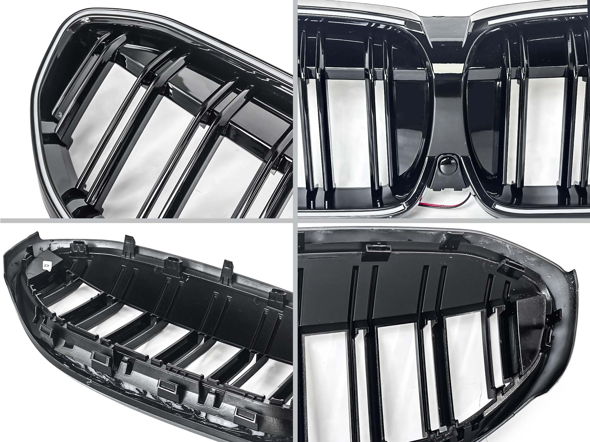 Schwarz Doppelsteg LED Kühlergrill Grill Frontgrill für BMW 3er G20 G21 2019-2022 vor LCI