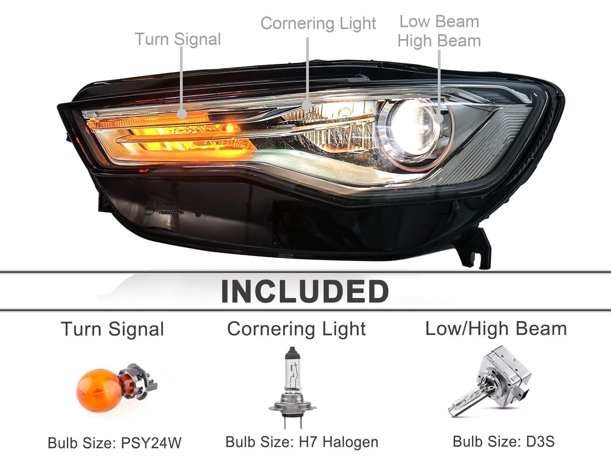 Xenon Scheinwerfer Links Fahrerseite + Leuchtmittel für Audi A6 4G C7 2015-2018