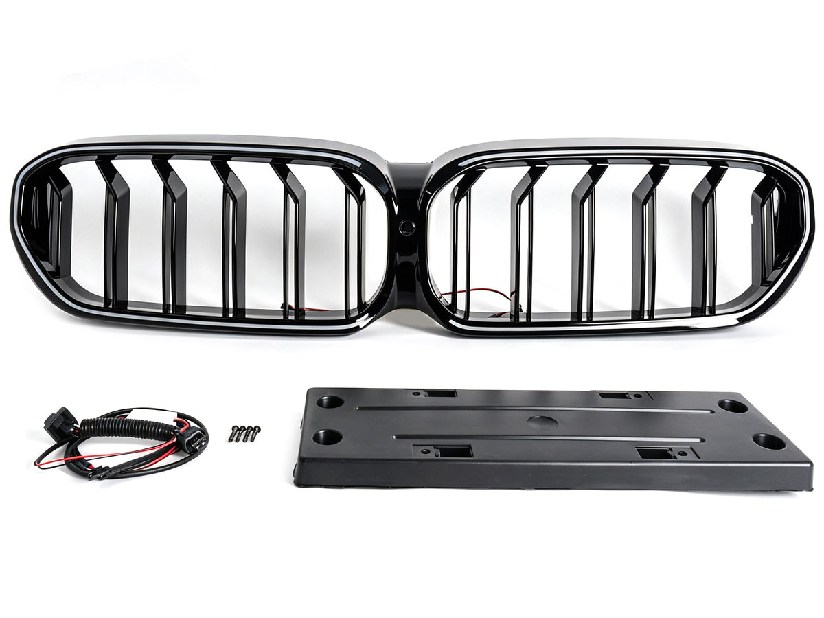 Schwarz LED Kühlergrill Grill Frontgrill für BMW 5er G30 G31 LCI 2021-2025