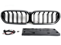 Schwarz LED Kühlergrill Grill Frontgrill für BMW 5er G30 G31 LCI 2021-2025