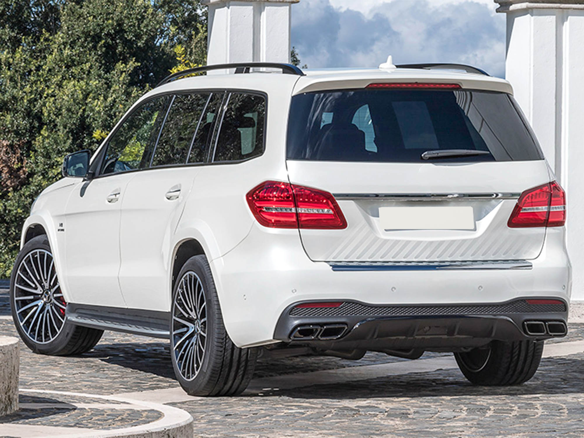Heckdiffusor + Endrohre Schwarz für Mercedes GLS X166 AMG Line 2015-2019