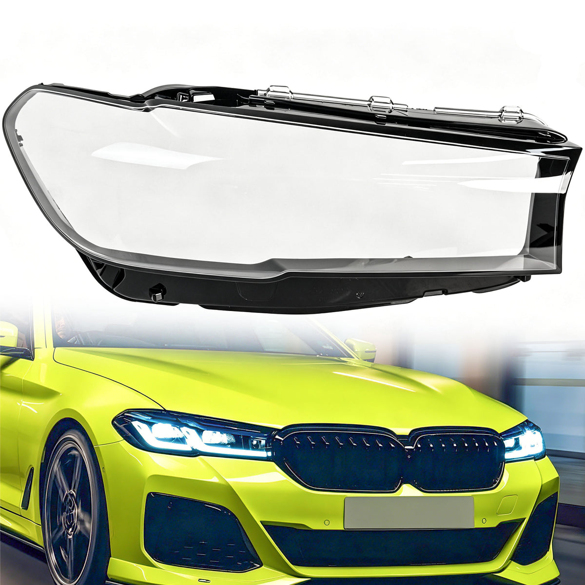 Rechts Klar Scheinwerferabdeckungen Glas Streuscheibe für BMW 5er G30 G31 2020+
