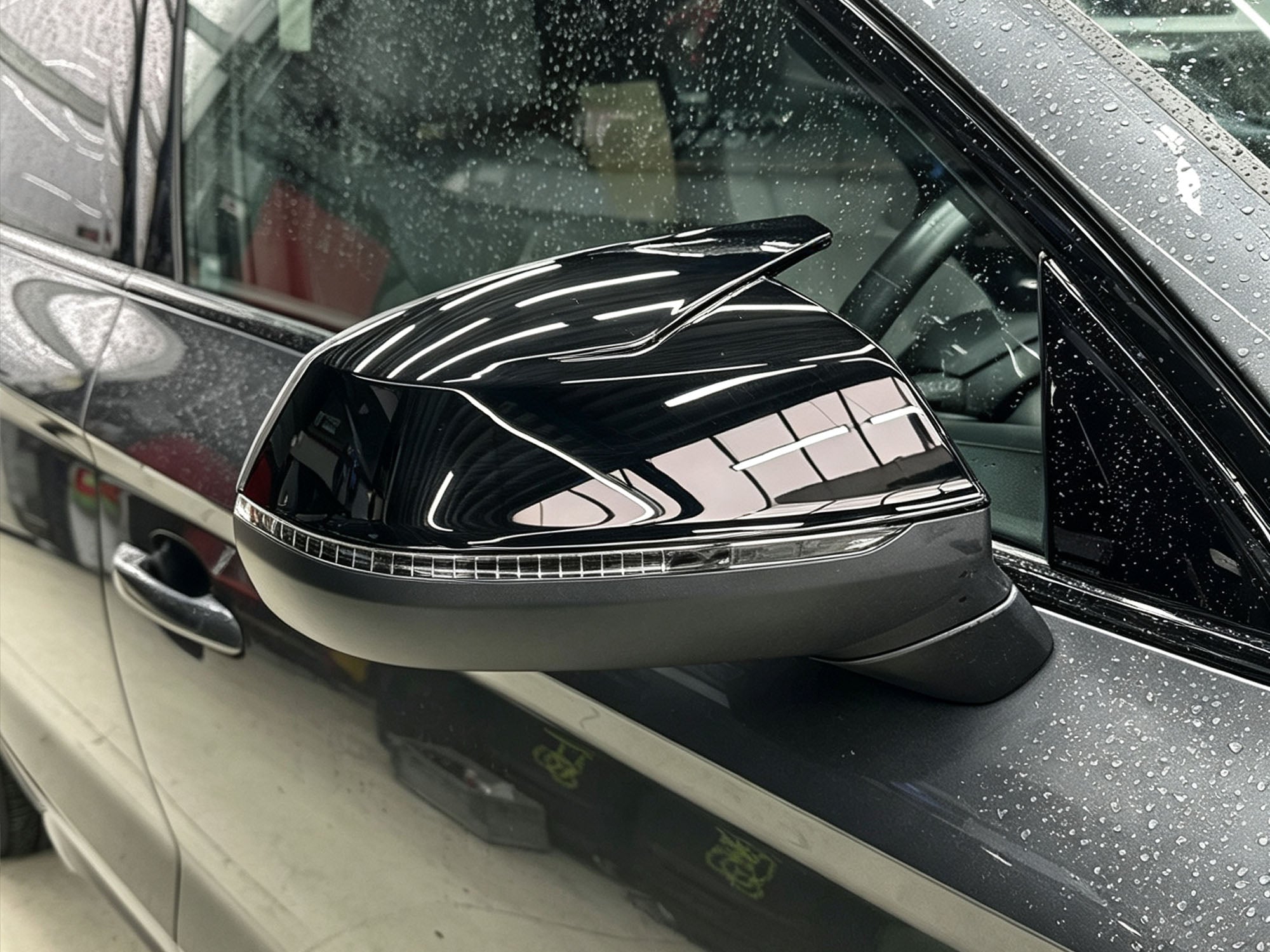L+ R Schwarz Glanz Spiegelkappen Außenspiegel für Audi Q5 FY 17+ Q7 4M 15+ OHNE SideAssist