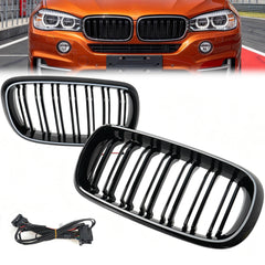 Schwarz LED Kühlergrill Grill Frontgrill für BMW X5 F15 X6 F16 14-18
