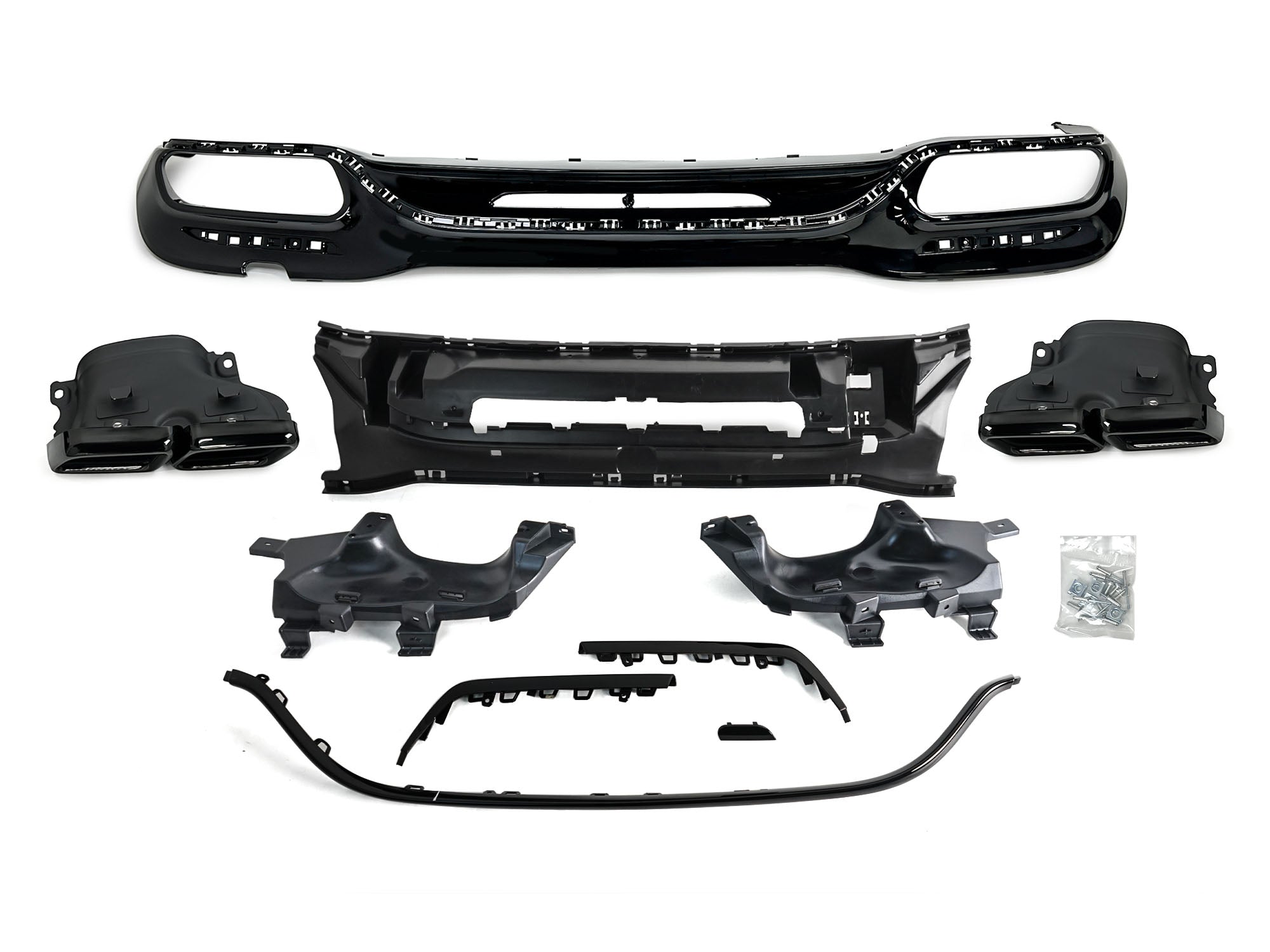 Heckdiffusor Diffusor Auspuff Schwarz für Mercedes W222 V222 AMG Line facelift 17-20