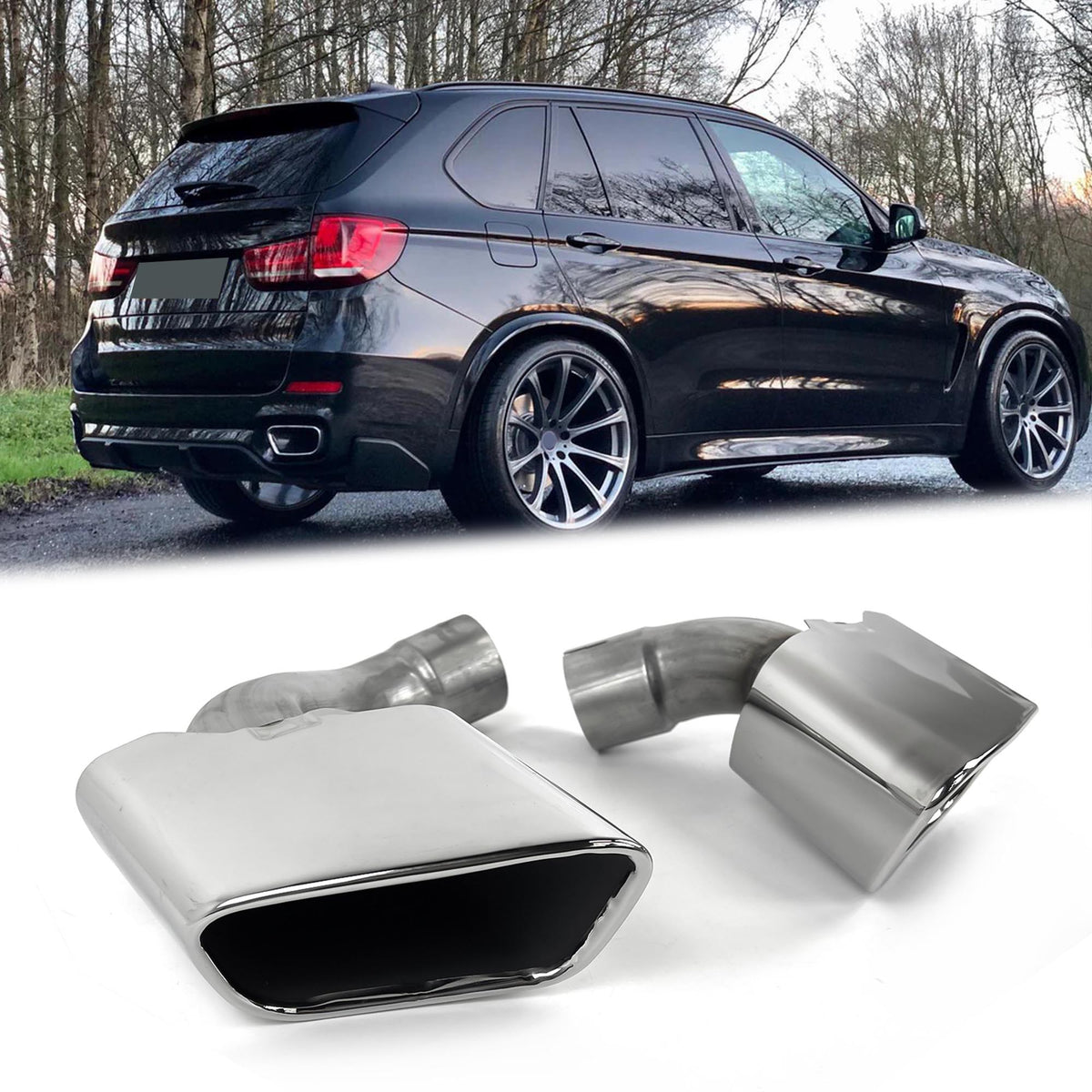 Chrom Auspuffblenden Endrohre Blenden für BMW X5 F15 35i M Sport Paket 2013-2018