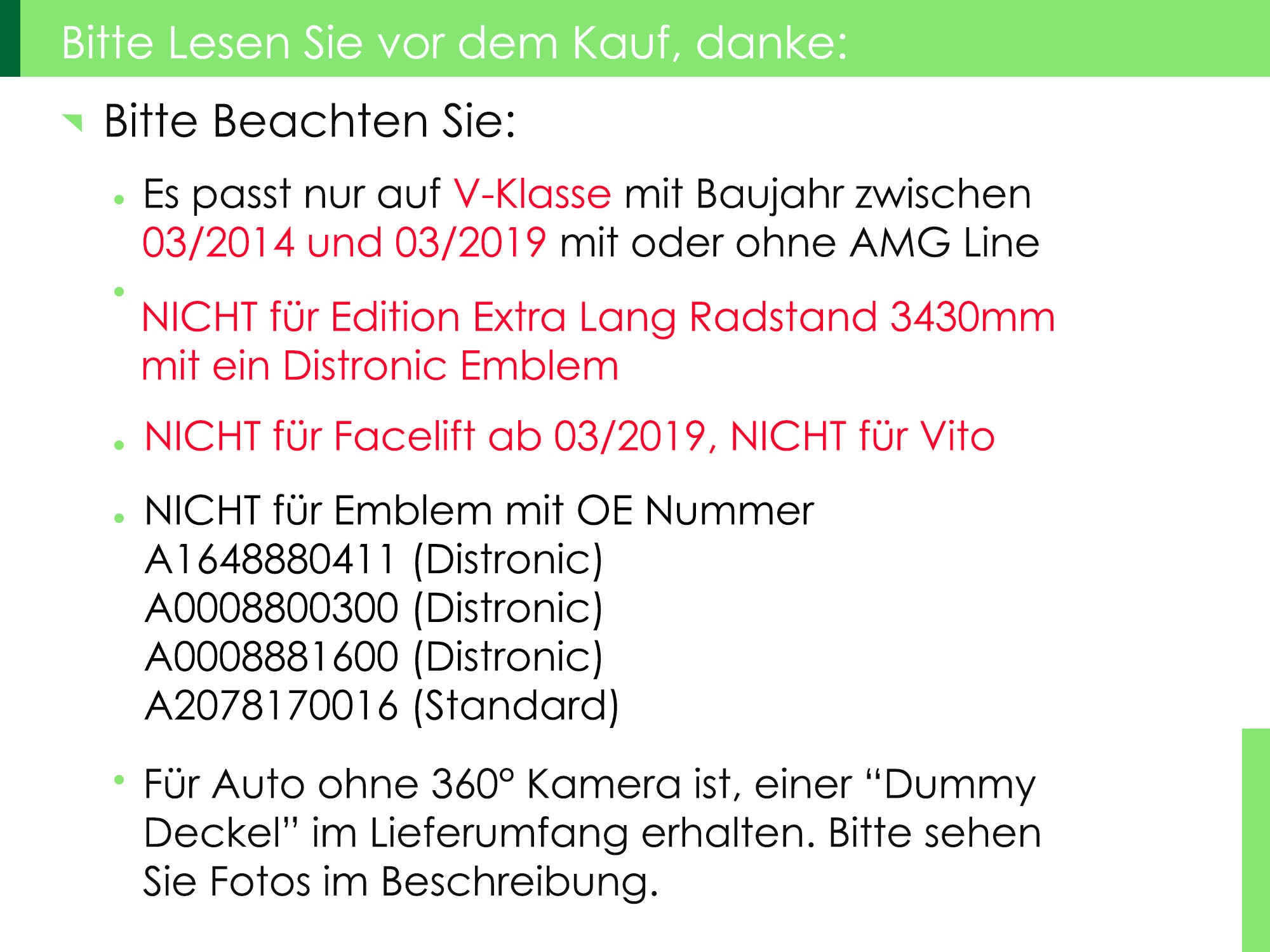 Silber Diamant Front Grill Kühlergrill für Mercedes Benz V Klasse W447 2014 2015 2016 2017 2018 2019