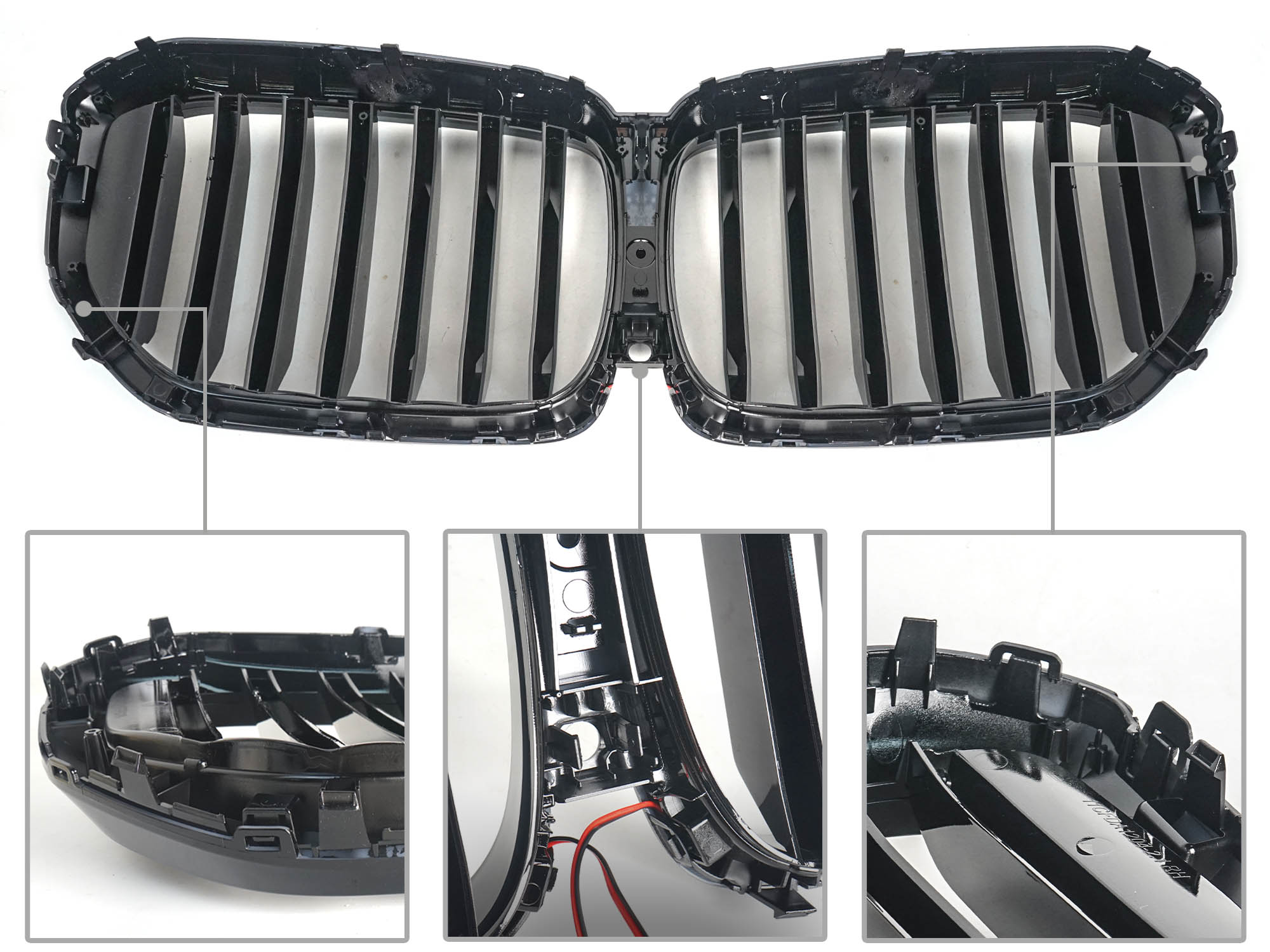 LED Kühlergrill Grill Frontgrill Schwarz Einsteg für BMW X5 G05 2023-2026 LCI