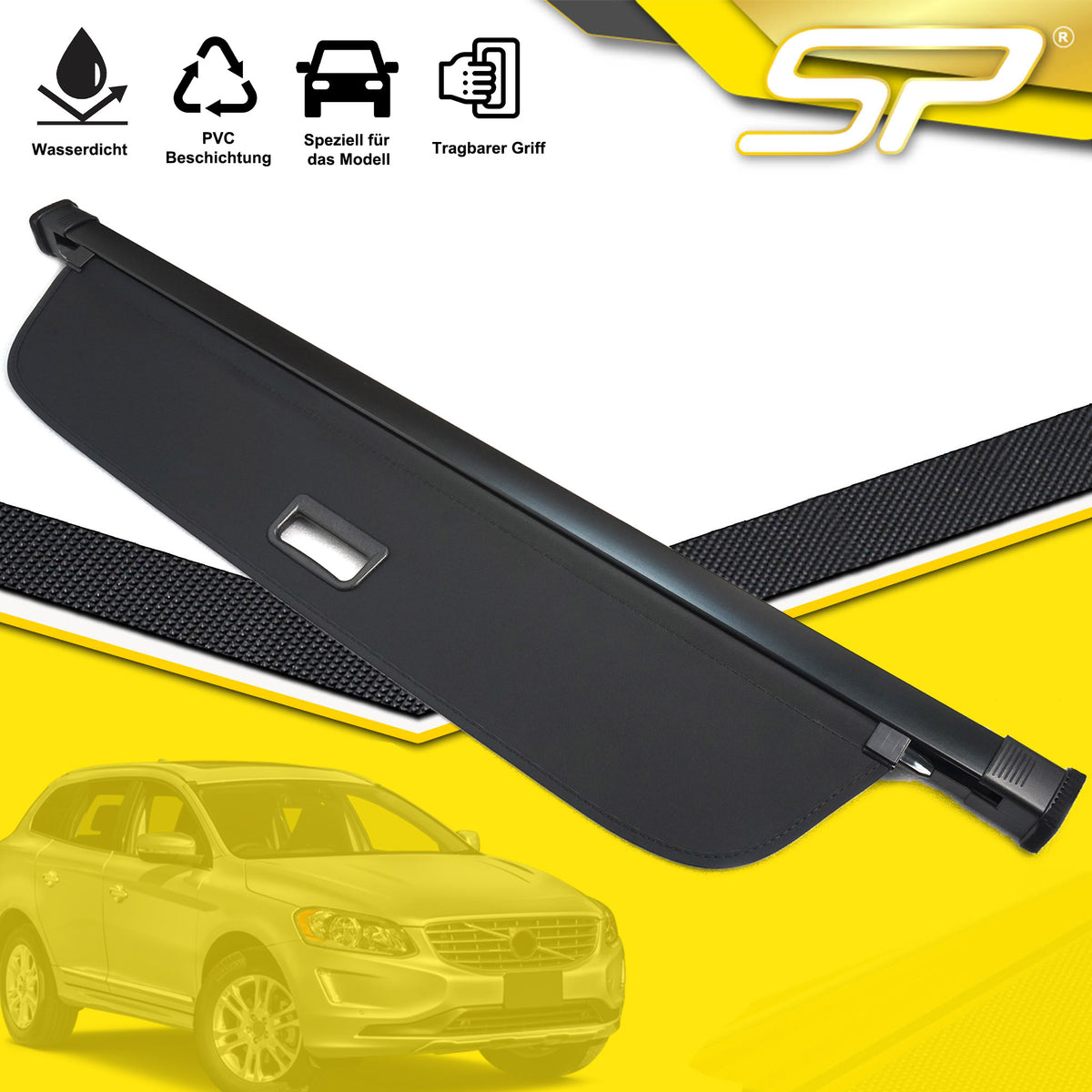 Für VOLVO XC60 08-17 Schwarz Laderaumabdeckung Abdeckrollo Kofferraum Rollo