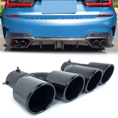Schwarz Endrohre Auspuff Blenden für BMW G20 G21 G22 G42 M Sport 19+