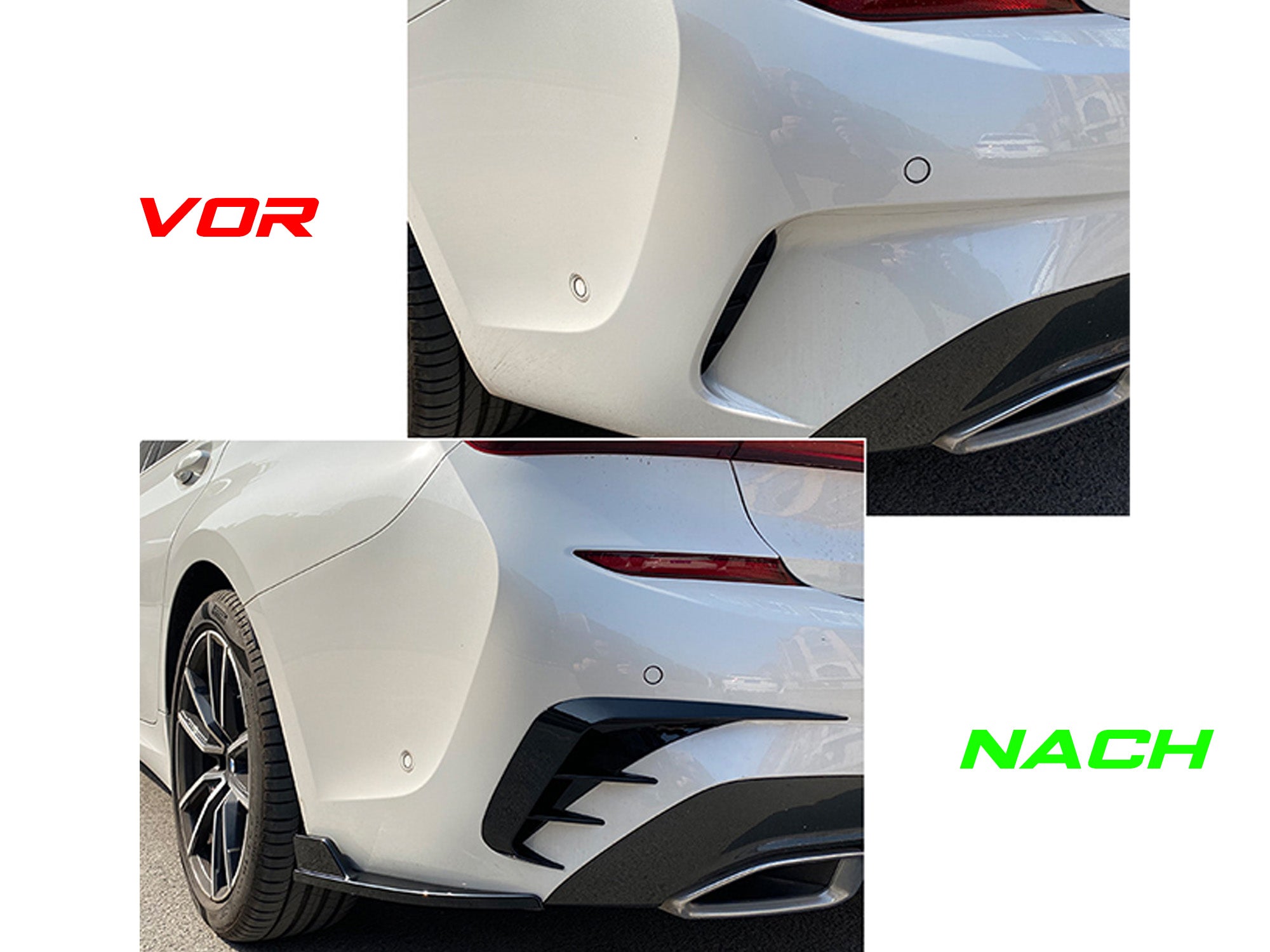 Stoßstange Heck Aero Flaps Canard Schwarz für BMW 3er G20 M Paket 19-22 vor LCI