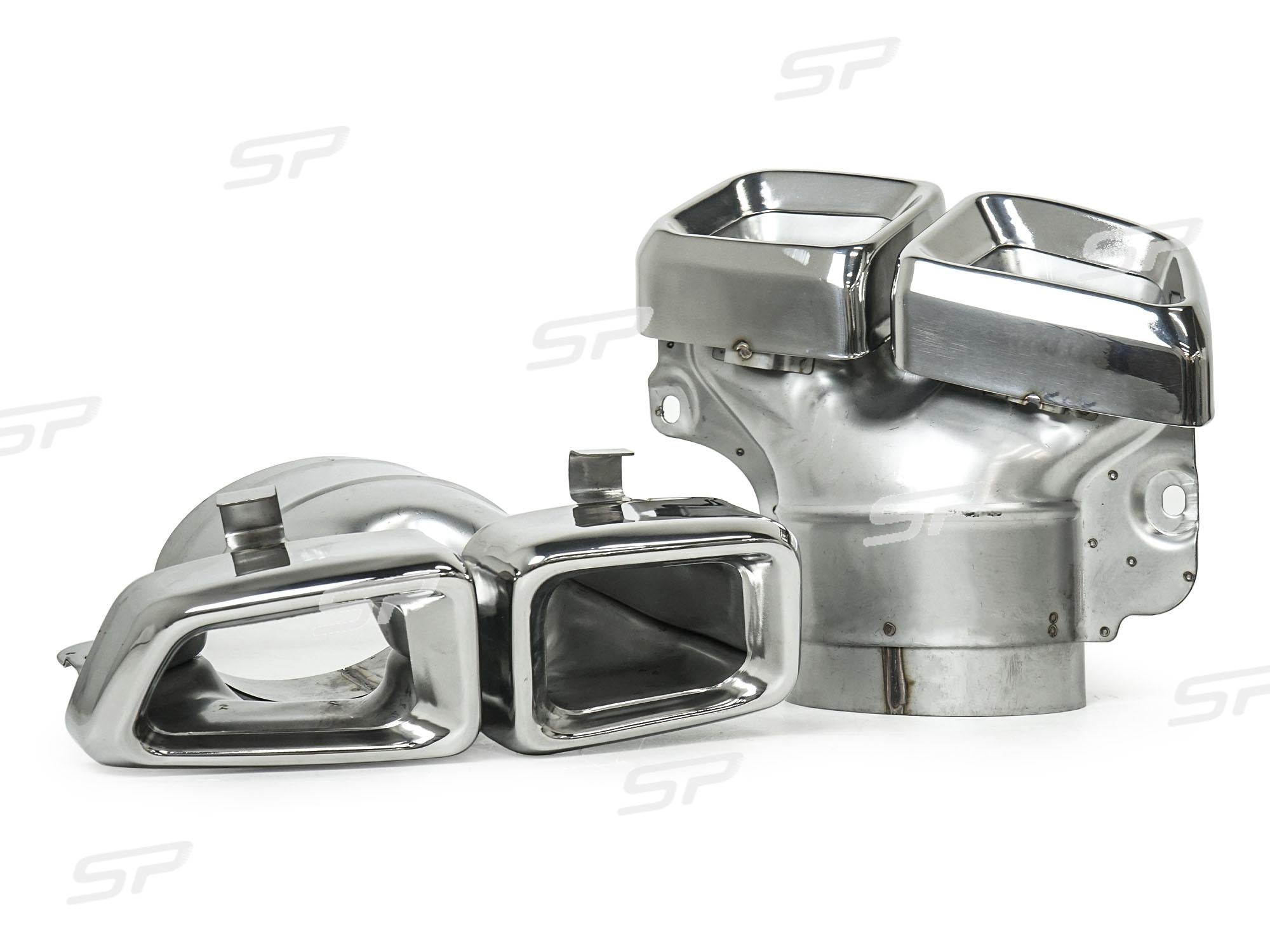 Schwarz Glanz Diffusor Silber Endrohre für Mercedes CLS W218 C218 AMG Line 2011-2017