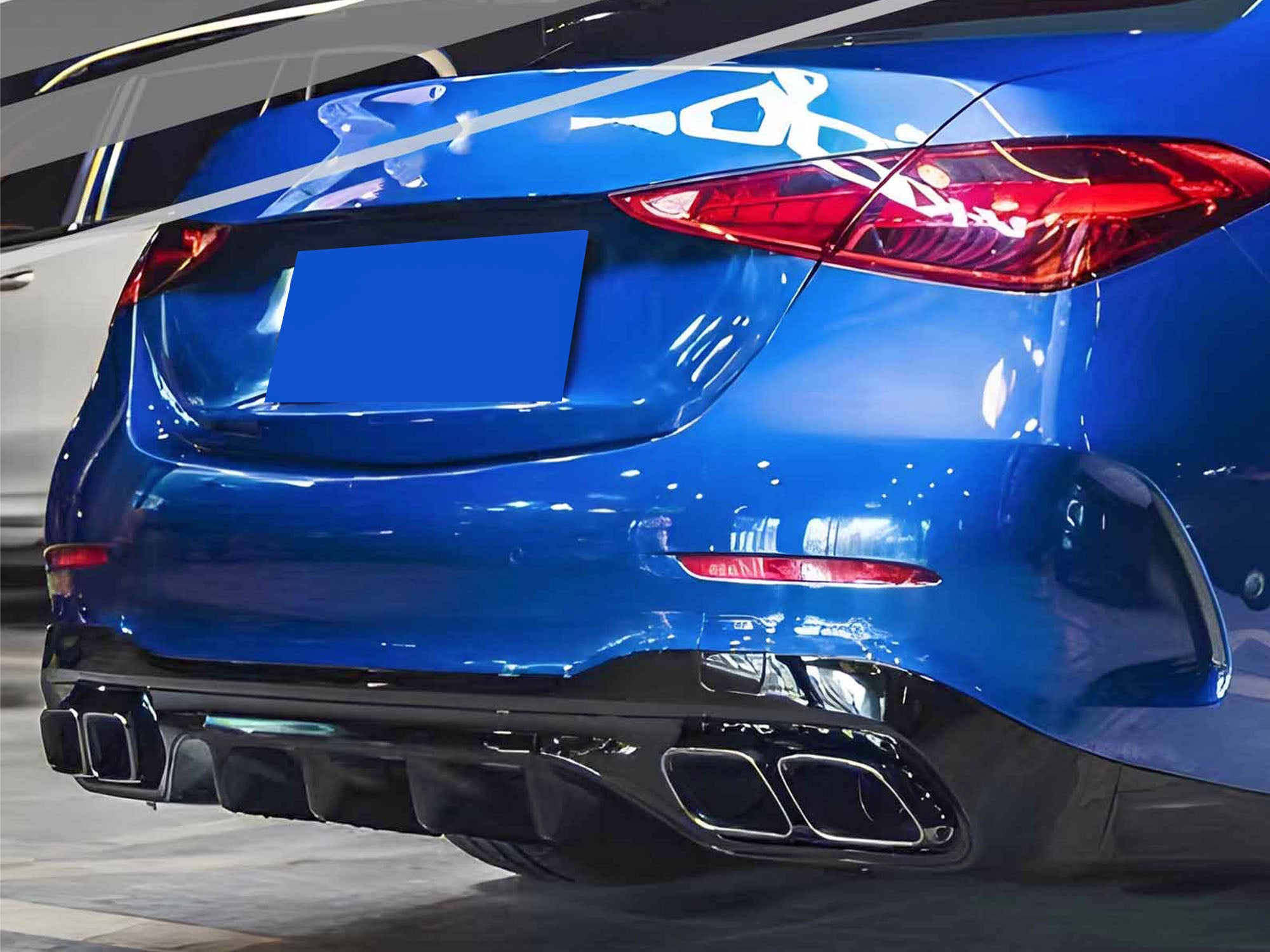 C63 Optik Heckdiffusor Diffusor Auspuff Schwarz Glanz für Mercedes W206 S206 AMG Line C43 AMG 2022+