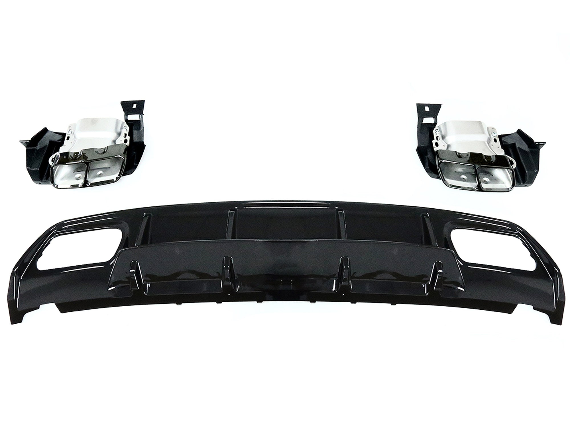 Diffusor Heckdiffusor + Schwarz Auspuffblenden für Mercedes Benz A-Klasse W176 AMG Line A45 AMG ab2015 di17