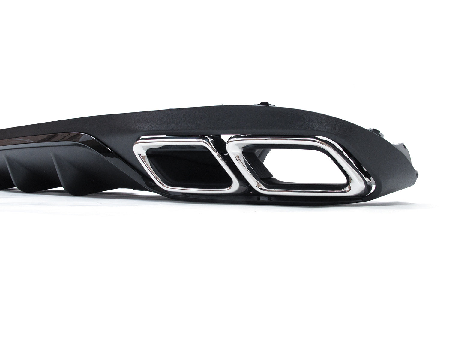NUR FÜR BENZIN Diffusor Heckdiffusor + Auspuffblenden Chrom für Mercedes E-Klasse W213 S213 mit Serienstoßstange di35