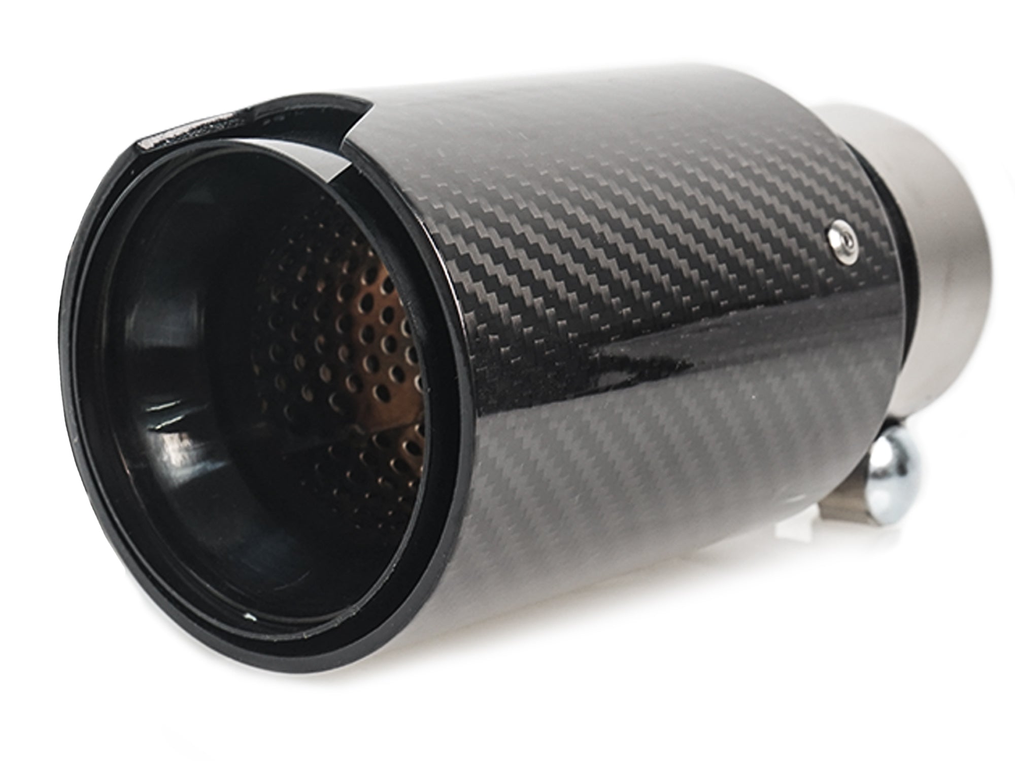 NEU Schwarz Chrom Carbon Fiber Auspuffblende Endrohre Sportauspuff Passend für Universal 60-63mm et278