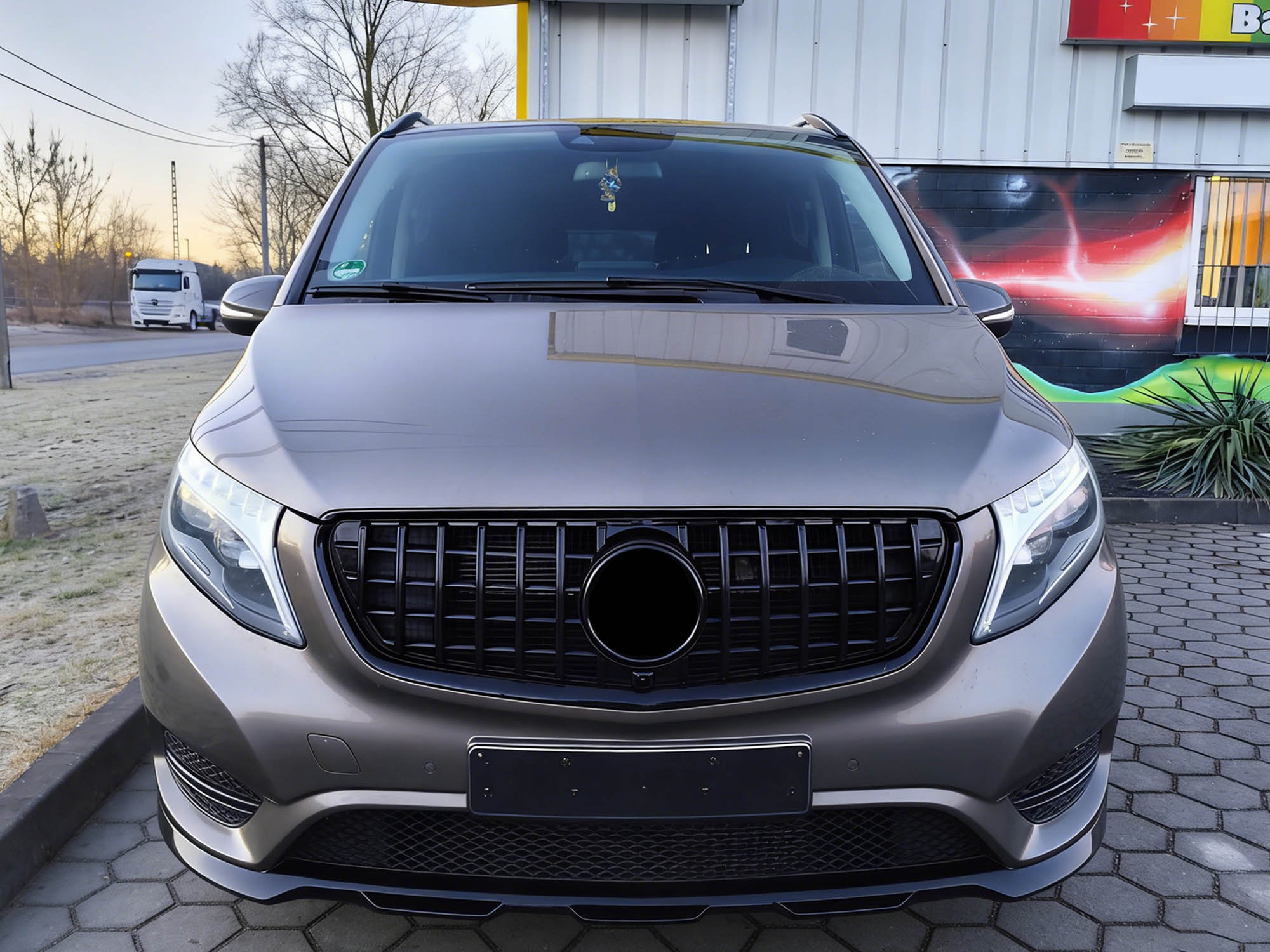 Panamericana Kühlergrill Front Grill Schwarz Glanz für Mercedes-Benz V-Klasse W447 2014 2015 2016 2017 2018 2019