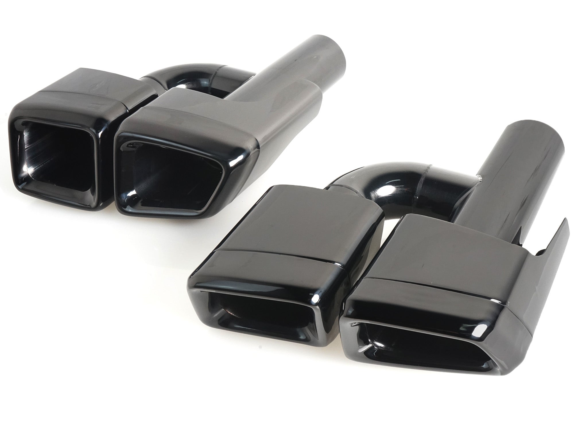 Auspuffblenden Endrohre H Eckig Schwarz für Mercedes CLS C219 C218 W221 S63 AMG et92