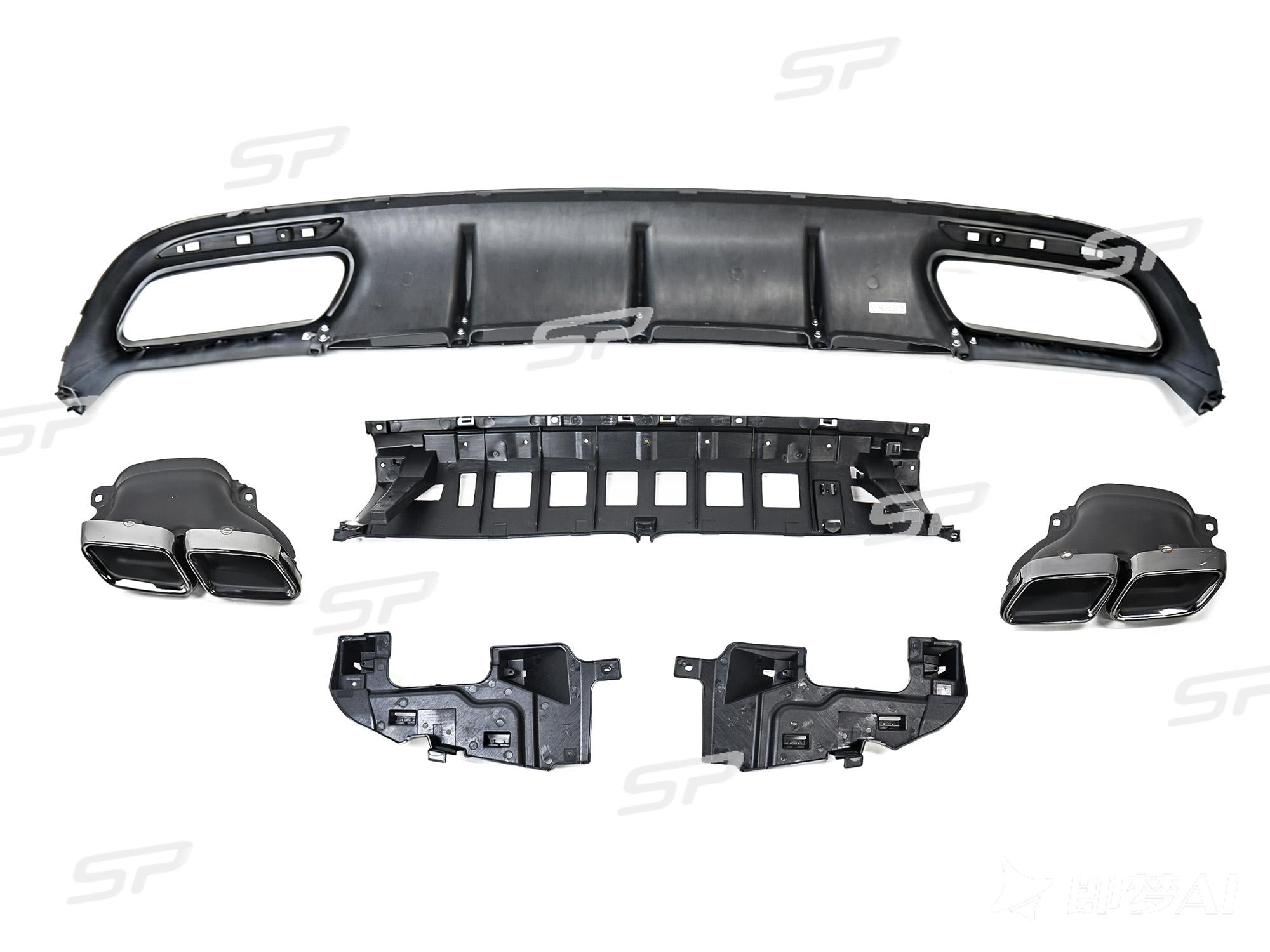 S63 Look Heckdiffusor Auspuff Schwarz für Mercedes C217 A217 AMG Line MOPF 17-20