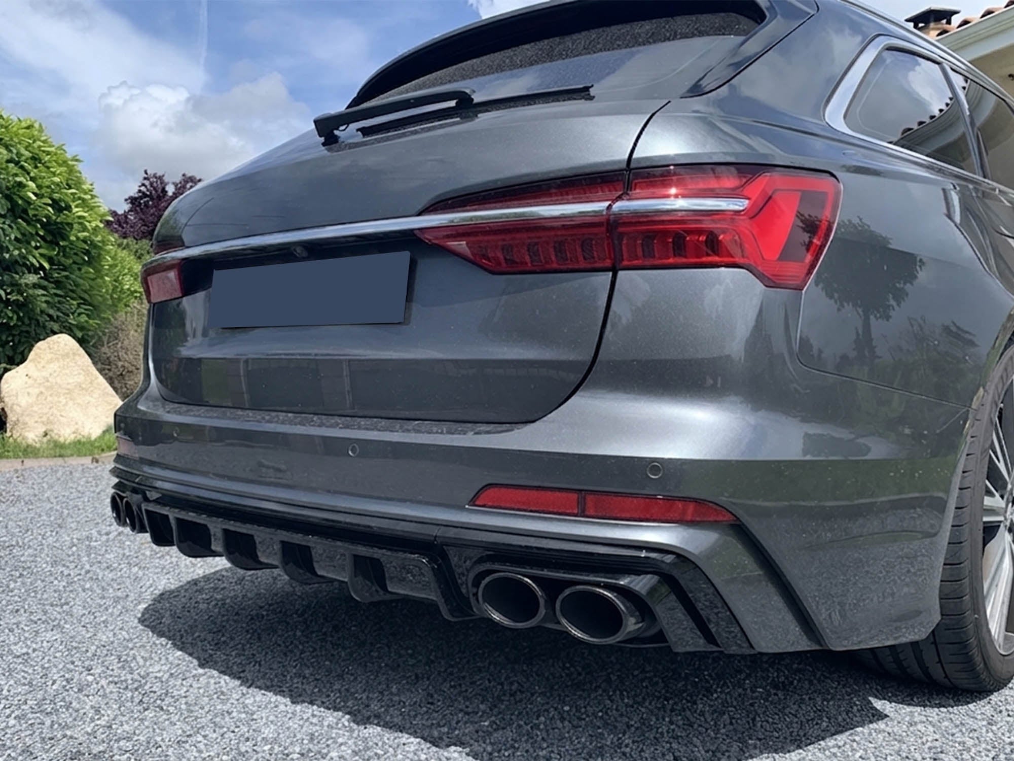 Schwarz Diffusor Heckdiffusor Endrohre für AUDI A6 S6 C8 Limo Avant S-Line 2018+ di92