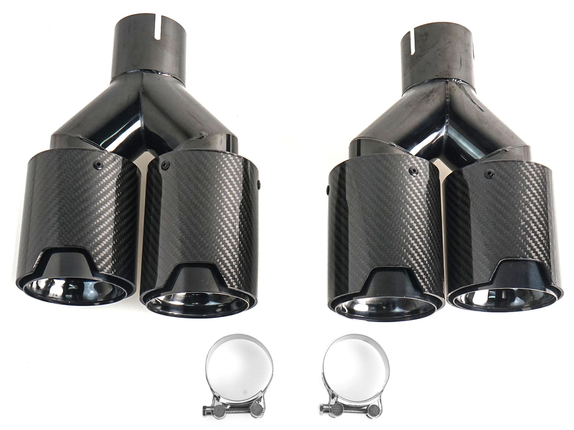 Carbon Schwarz Doppel Endrohre Auspuffblenden Auspuff 4 Rohr Duplex  für 5er F10 F11 535i 535d