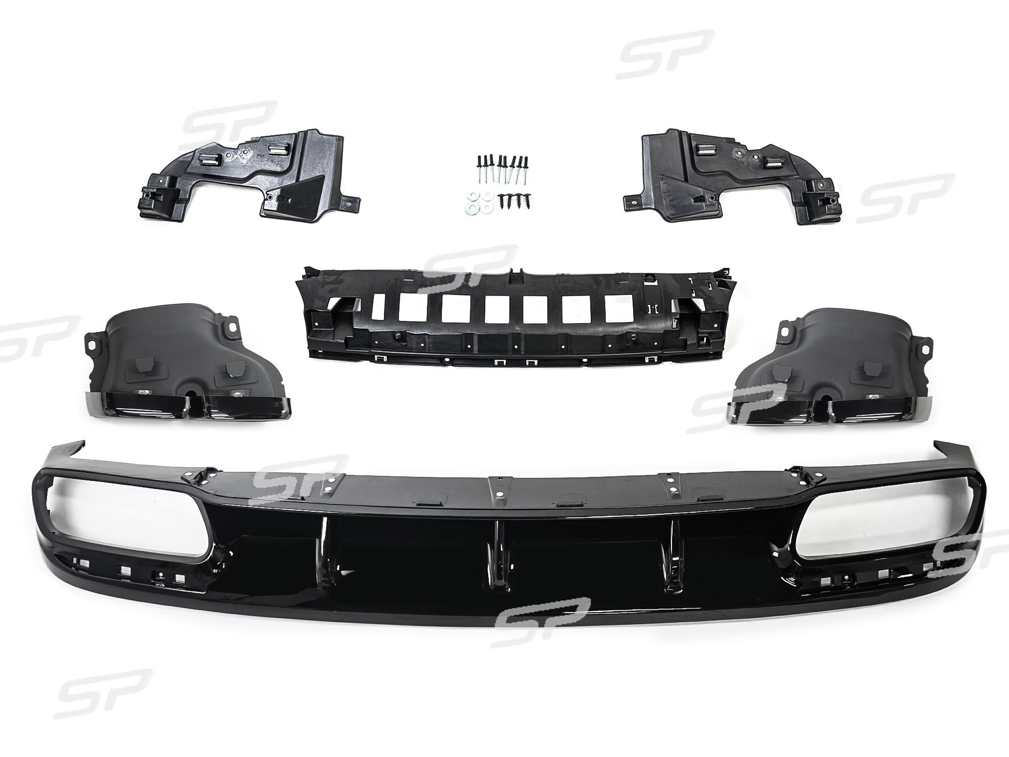 S63 Look Heckdiffusor Auspuff Schwarz für Mercedes C217 A217 AMG Line MOPF 17-20