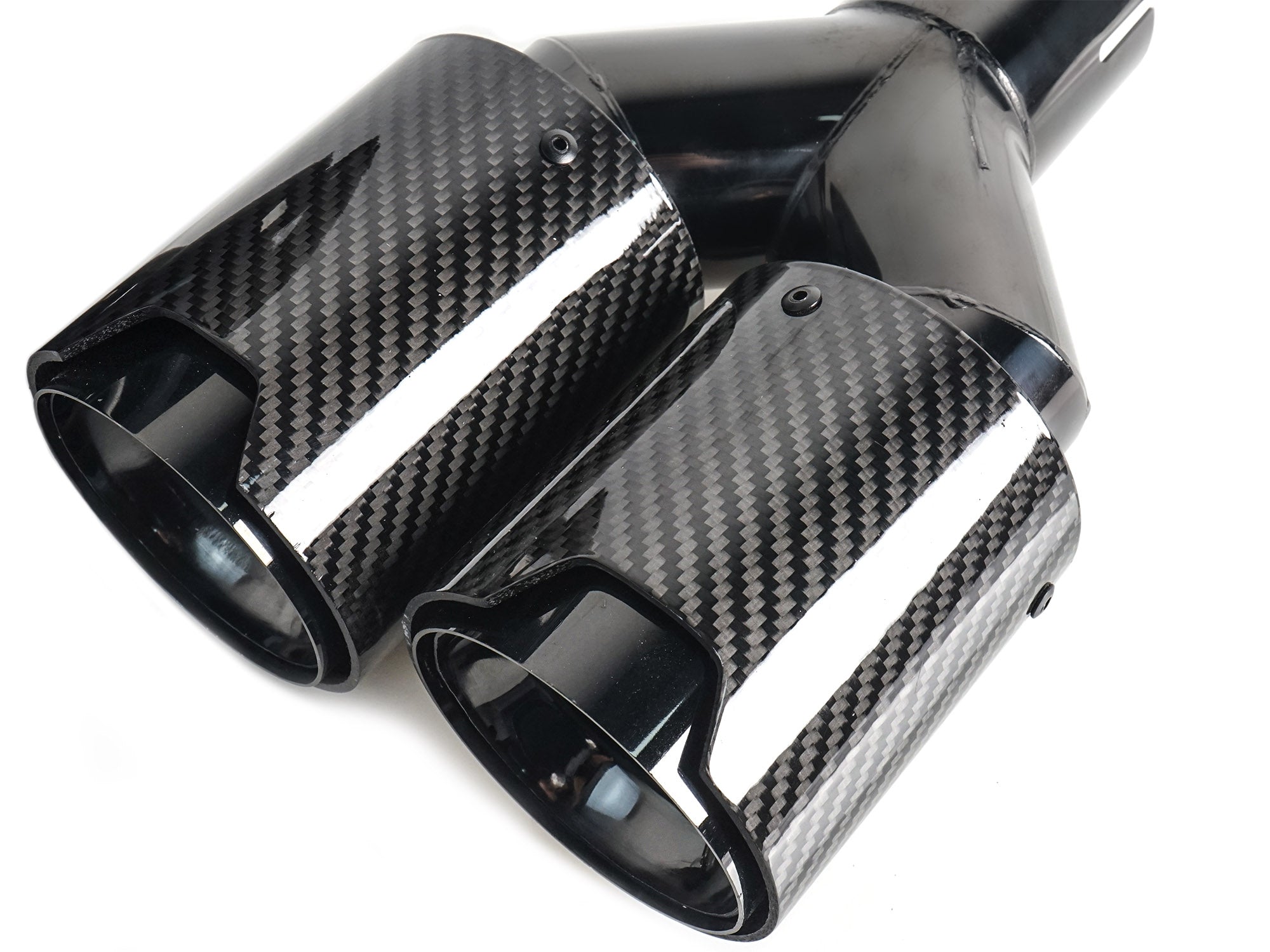 Carbon Schwarz Doppel Endrohre Auspuffblenden Auspuff 4 Rohr Duplex  für 5er F10 F11 535i 535d
