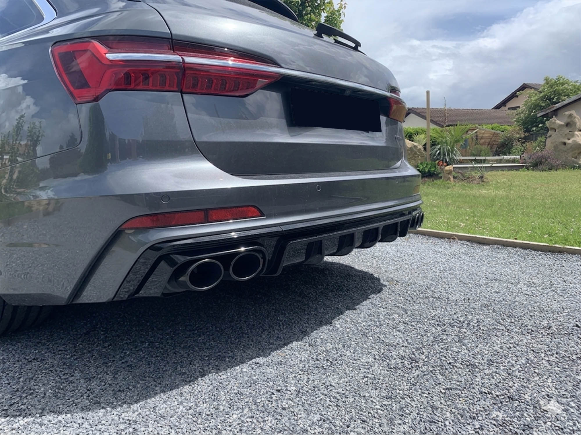 Schwarz Diffusor Heckdiffusor Endrohre für AUDI A6 S6 C8 Limo Avant S-Line 2018+ di92