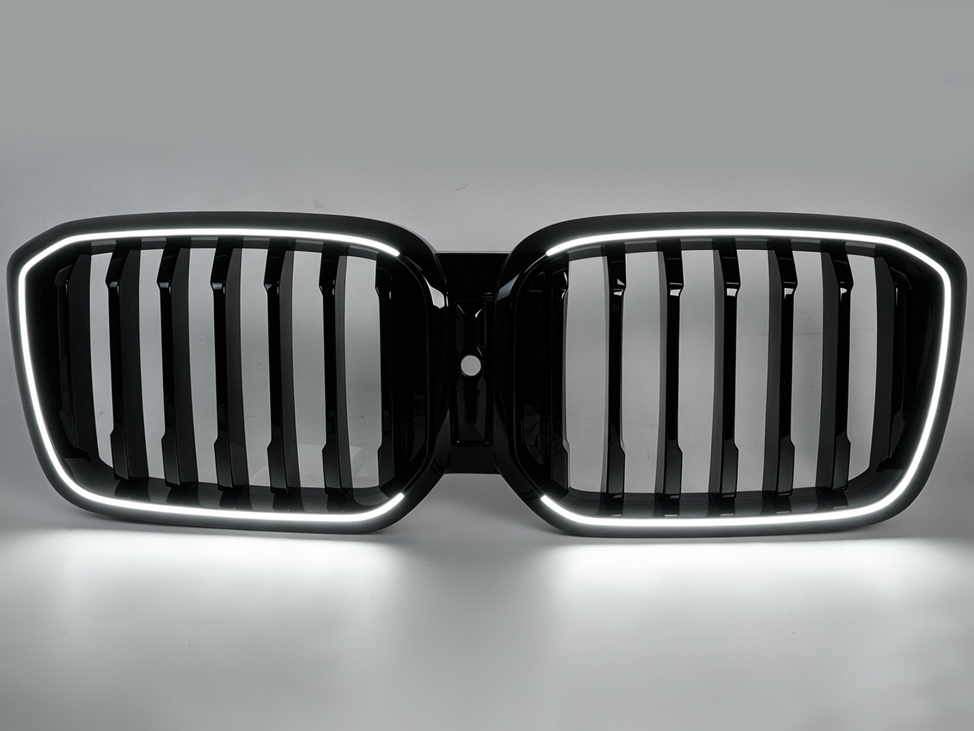 Schwarz Einsteg LED Kühlergrill Frontgrill Grill Nieren für BMW X3 G01 X4 G02 22+ LCI