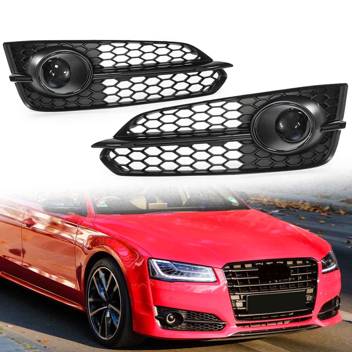 Lüftungsgitter Blenden Grill Gitter Schwarz für Audi A8 S8 D4 4H S-Line 13-17 MOPF mit ACC