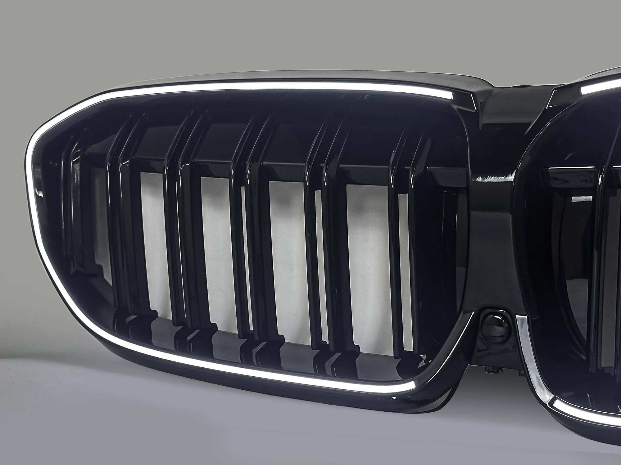 Schwarz Doppelsteg LED Kühlergrill Grill Frontgrill für BMW 3er G20 G21 2019-2022 vor LCI