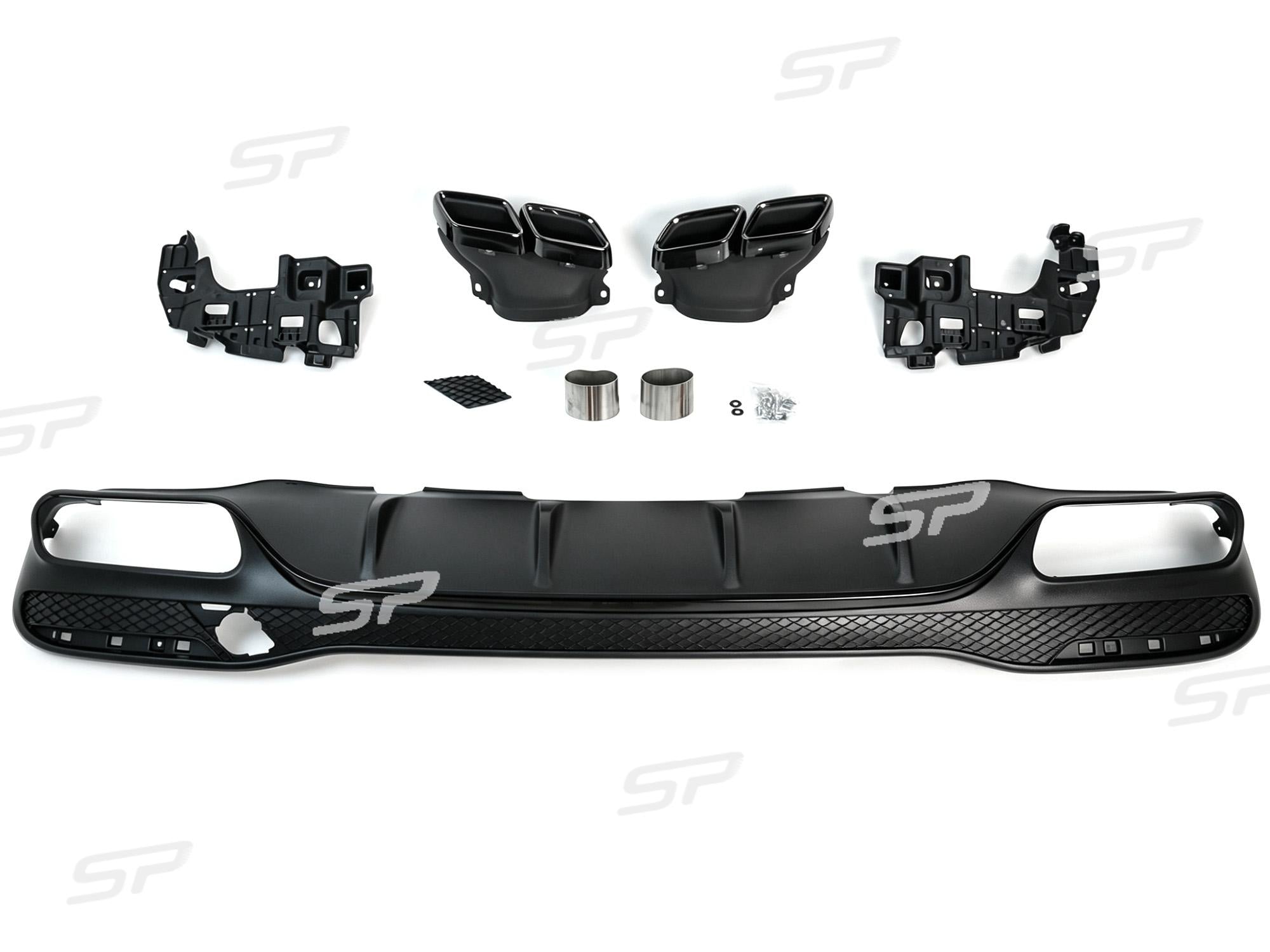 Schwarz Heckdiffusor Endrohre für Mercedes GLE W166 SUV AMG Line MOPF 15-18
