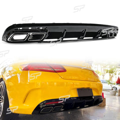 S63 Look Heckdiffusor Auspuff Schwarz für Mercedes C217 A217 AMG Line MOPF 17-20