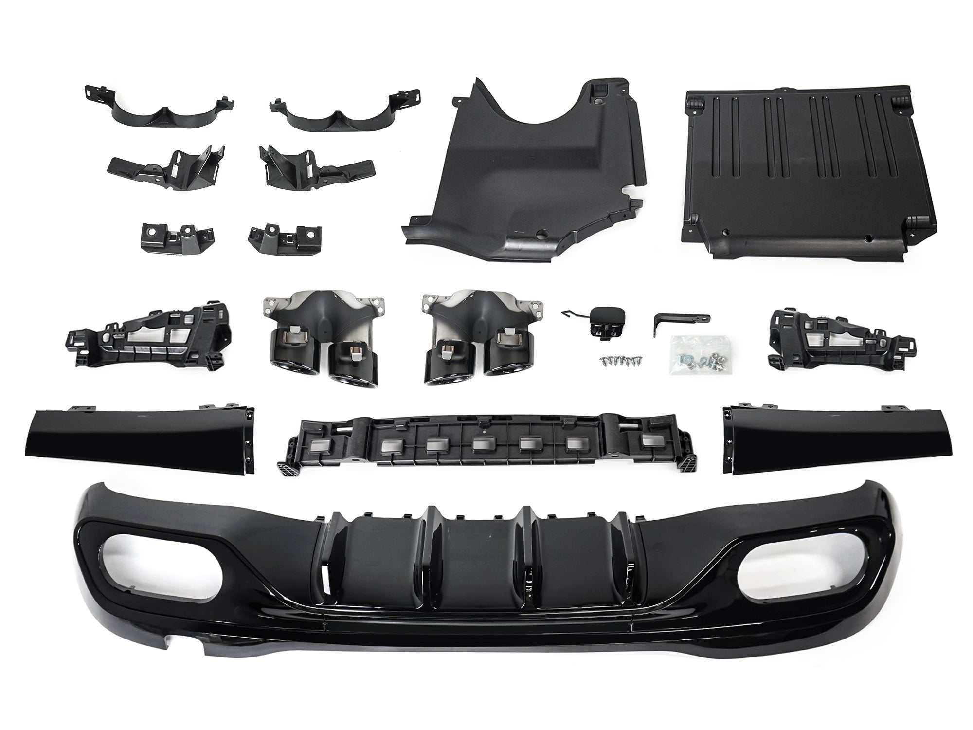 Schwarz Heckdiffusor Endrohre für Mercedes W206 S206 C43 AMG Line 2022+