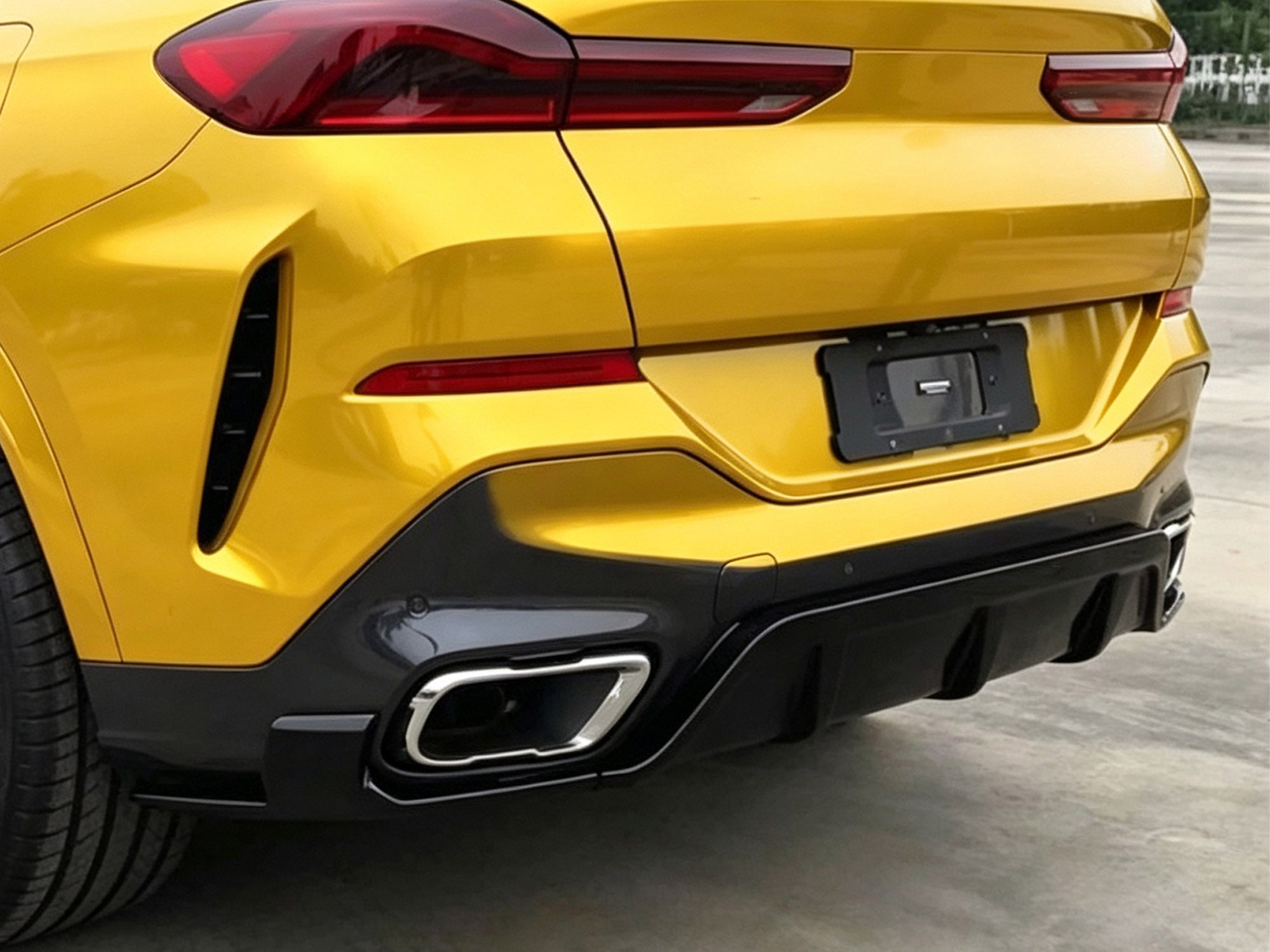 3-teilig Diffusor Heckdiffusor Schwarz Glanz für BMW X6 G06 M Paket 2019+ OHNE ABE
