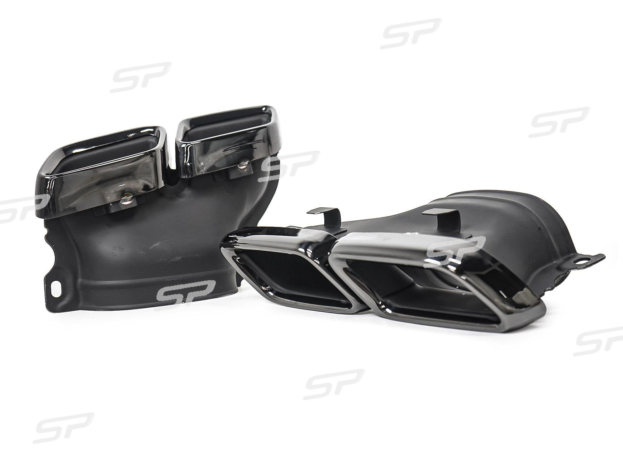 S63 Look Heckdiffusor Auspuff Schwarz für Mercedes C217 A217 AMG Line MOPF 17-20
