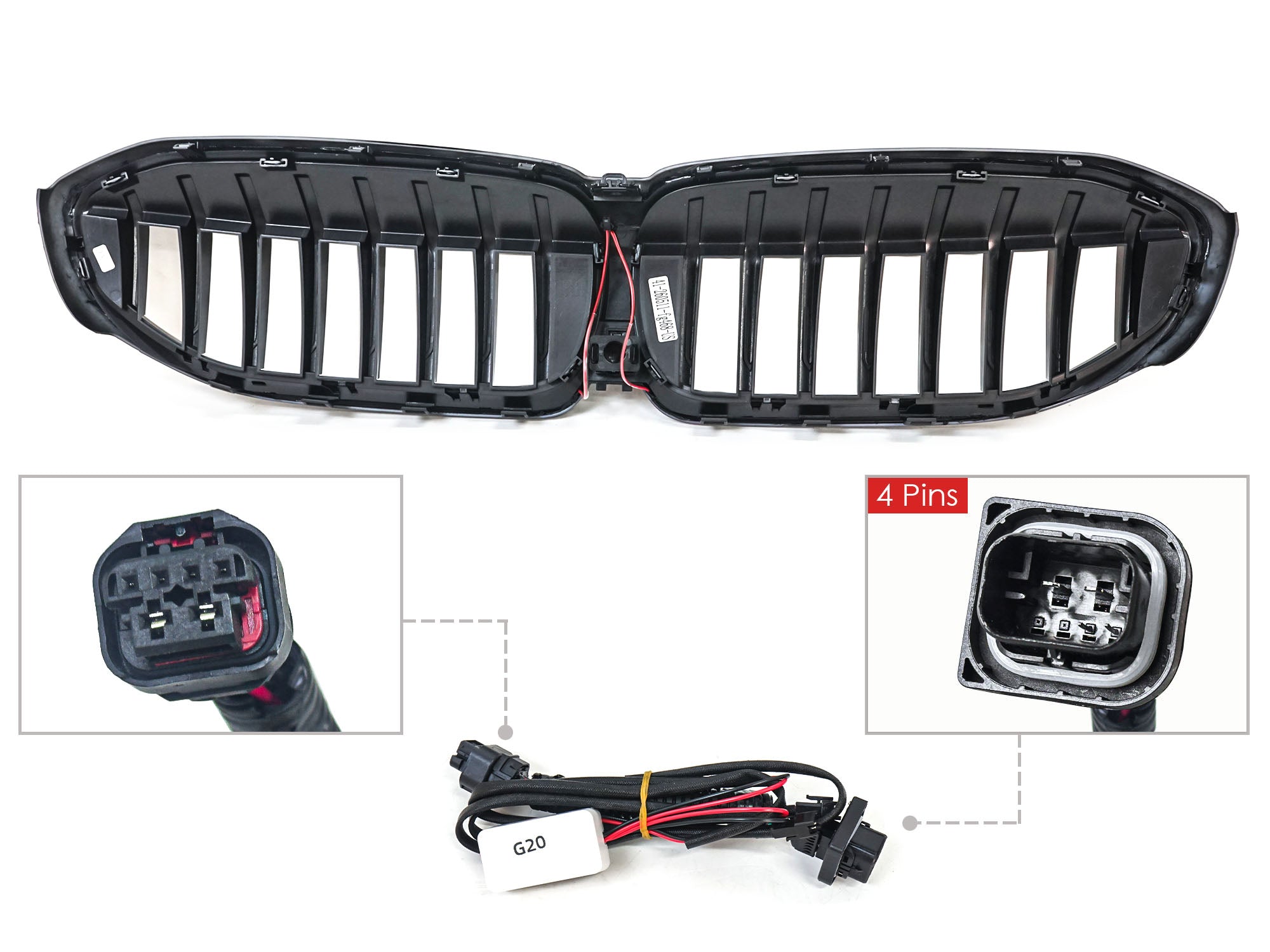 Schwarz LED Kühlergrill Grill Frontgrill für BMW 3er G20 G21 2019-2022 vor LCI