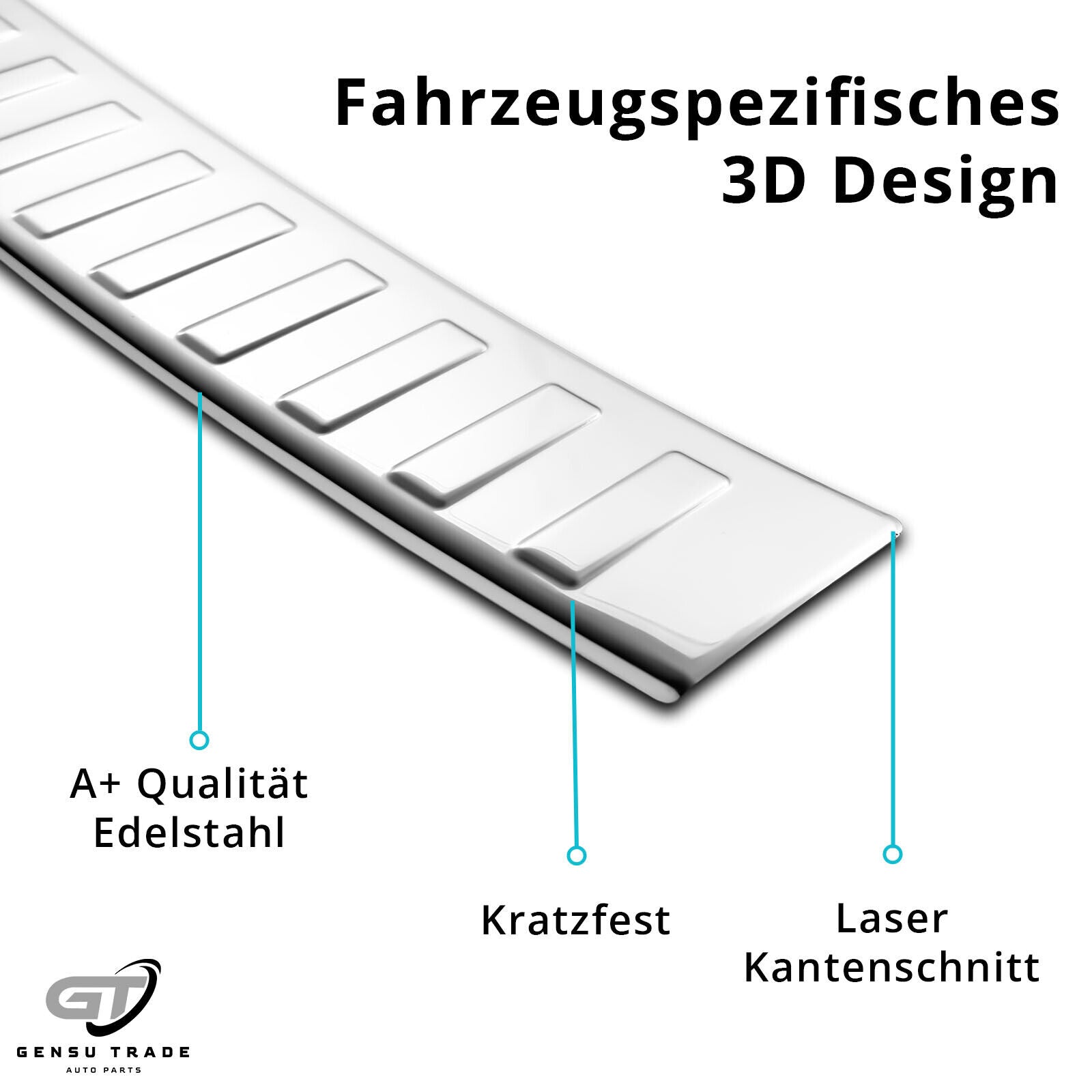 Ladekantenschutz für VW Touran 2010-2014 Stoßstangenschutz Edelstahl Silber