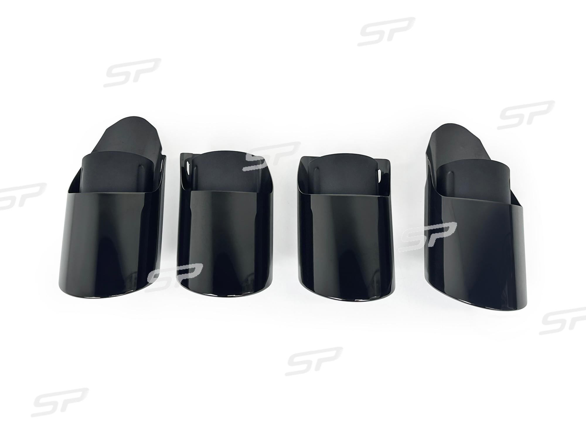 Sport Auspuff Auspuffblenden Endrohre Schwarz GTS Optik für Porsche Macan S 95B 3.0L 2014-2024 et146