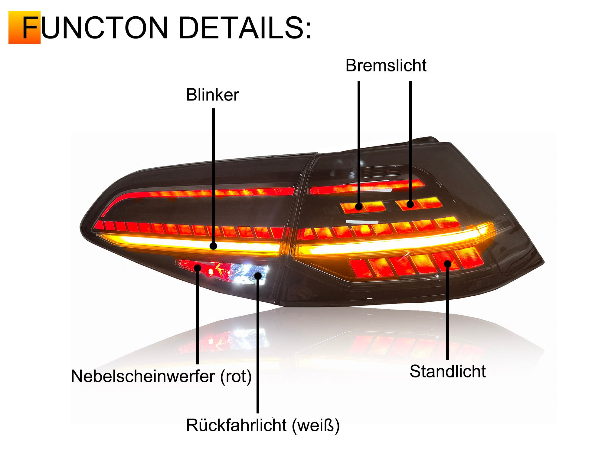 NEU Voll LED Rückleuchten für VW Golf 7 2013-2020 dynamischer Blinker mit E-Prüfzeichen