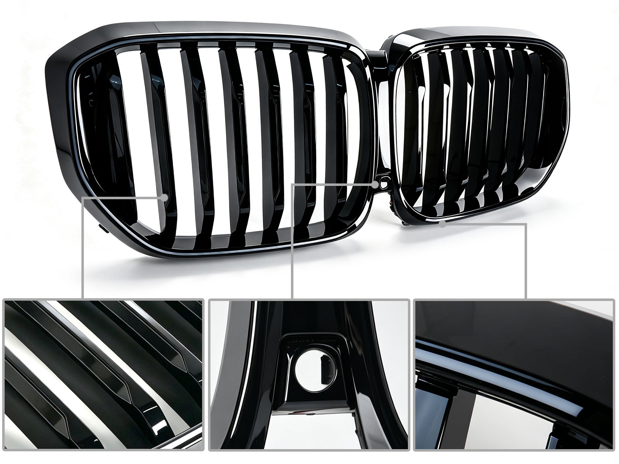 LED Kühlergrill Grill Frontgrill Schwarz Einsteg für BMW X5 G05 2023-2026 LCI