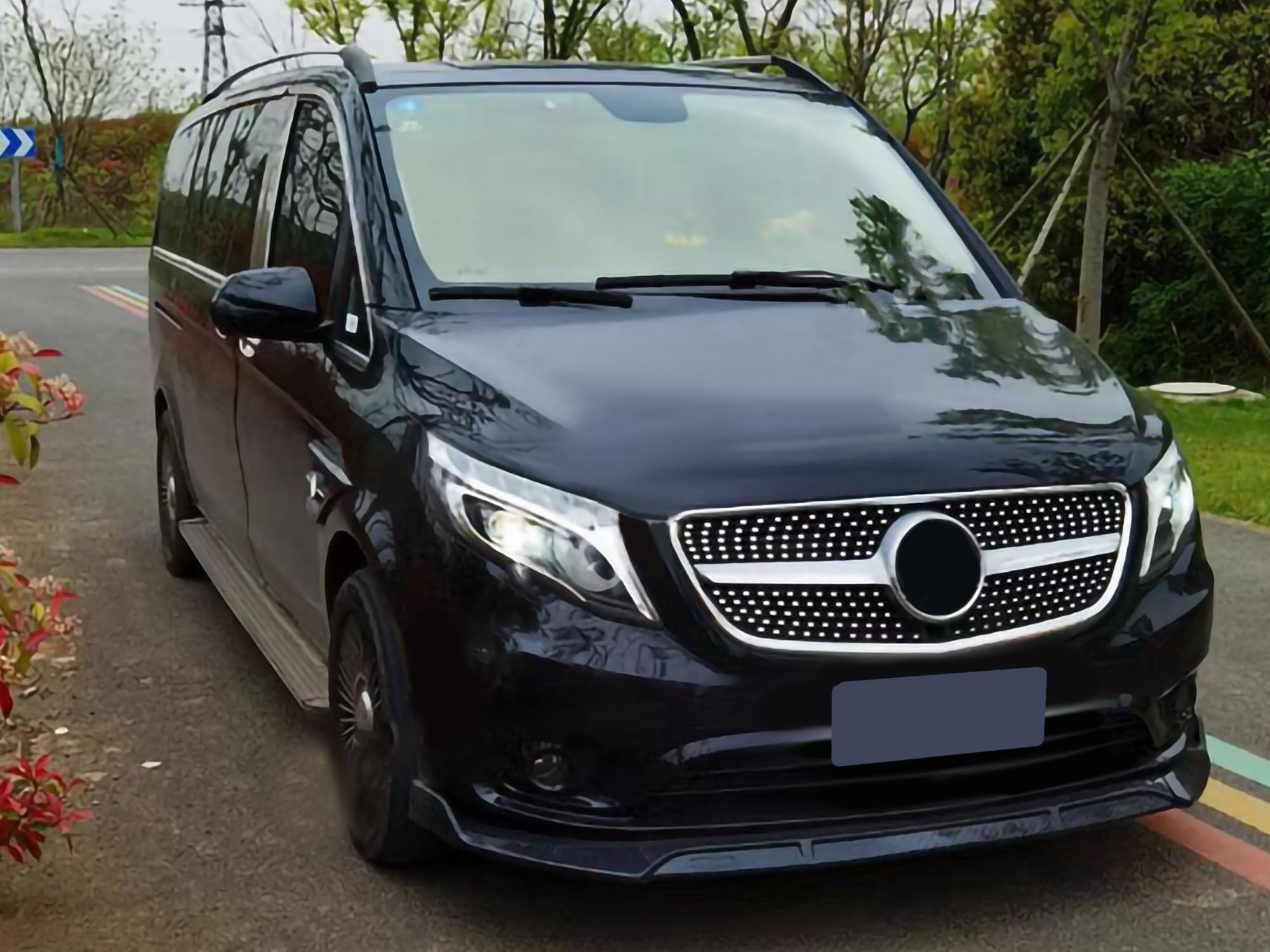Silber Diamant Front Grill Kühlergrill für Mercedes Benz V Klasse W447 2014 2015 2016 2017 2018 2019
