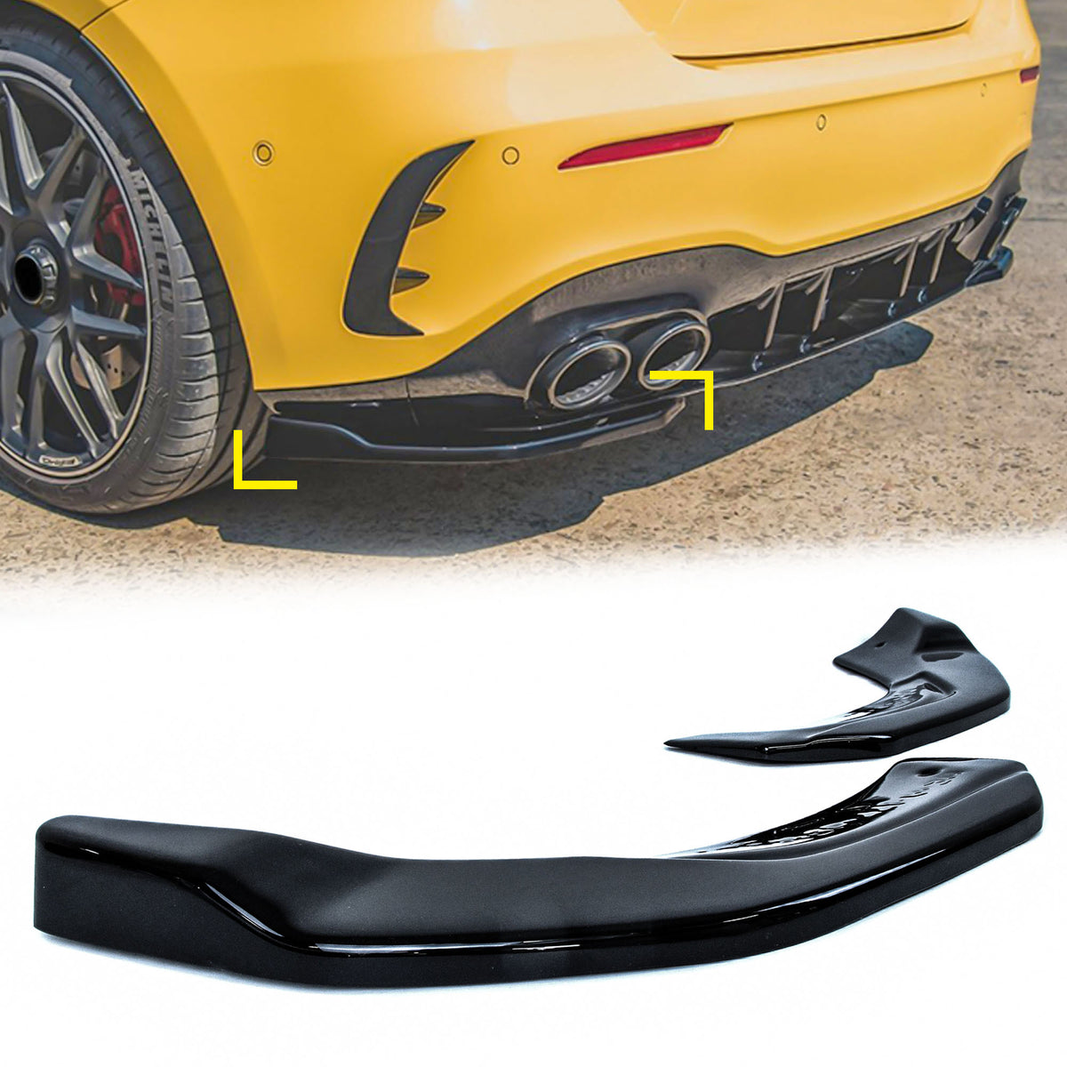 Heckansatz Splitter Spoiler Ecken Schwarz für Mercedes A W177 Hatchback A35 AMG 2018-2022