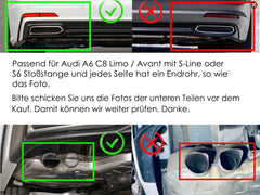 Diffusor Heckdiffusor + Auspuffblenden Chrom für AUDI A6 C8 Limo Avant S-Line ab 2018 di162