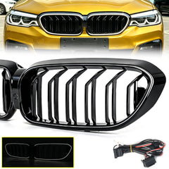 LED Kühlergrill Grill Frontgrill Schwarz für BMW 5er G30 G31 2017-2020 vor LCI