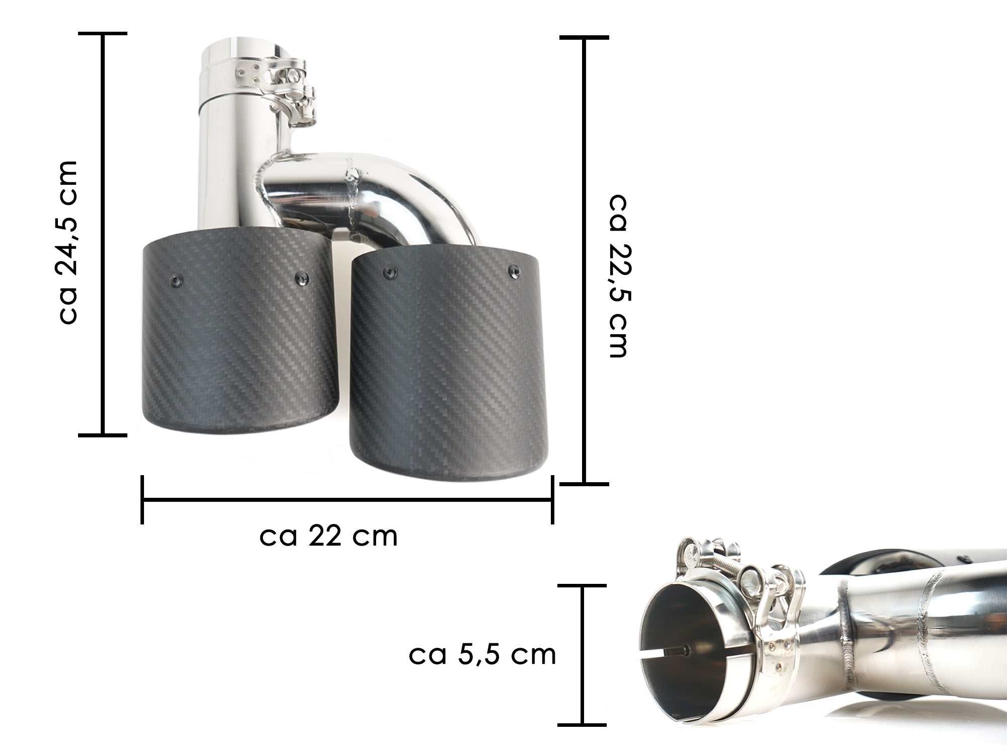 NEU Matt Carbon Duplex Sportauspuff Auspuffblenden Endrohre für AUDI VW Universal 48-52mm et259